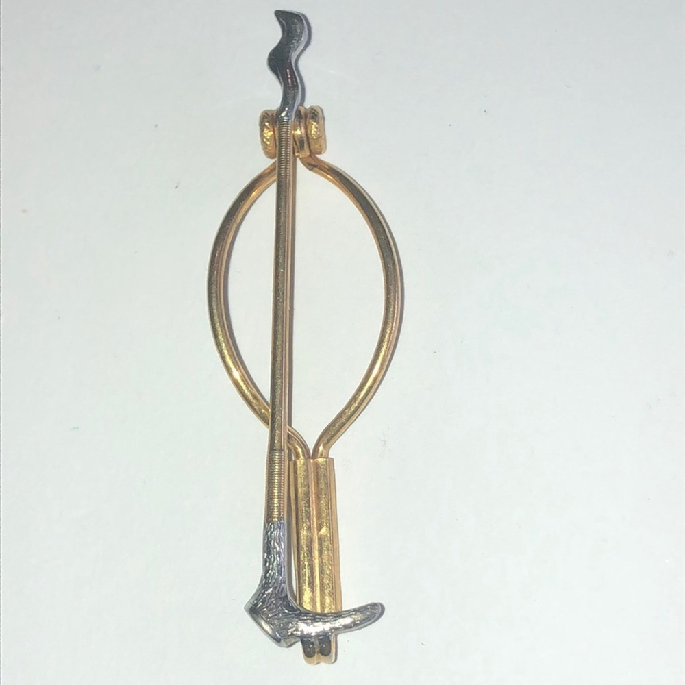 Swank Klip Vintage Gold Tone Silver Tone Jockey Tie Clip